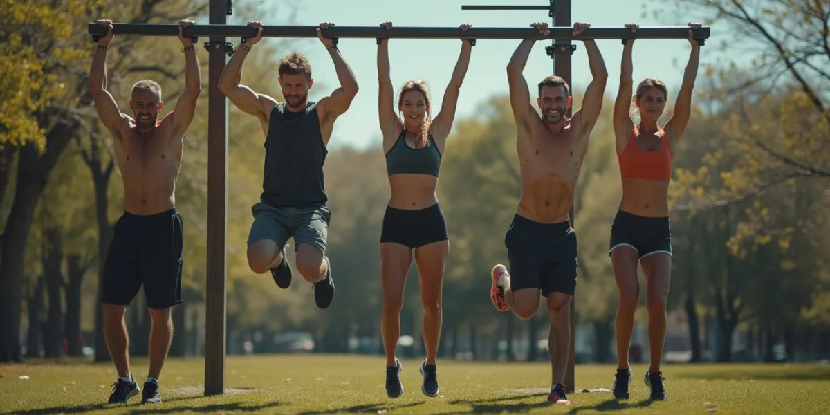 calisthenics : personne effectuant un exercice de calisthenics en plein air