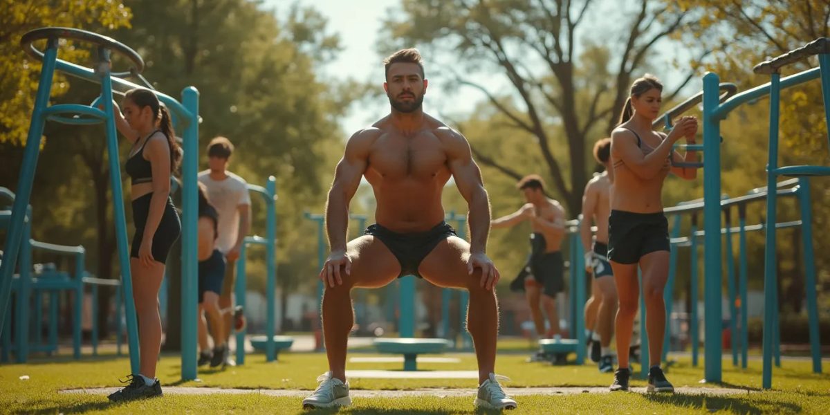 calisthenics : athlète réalisant un exercice de calisthenics en plein air