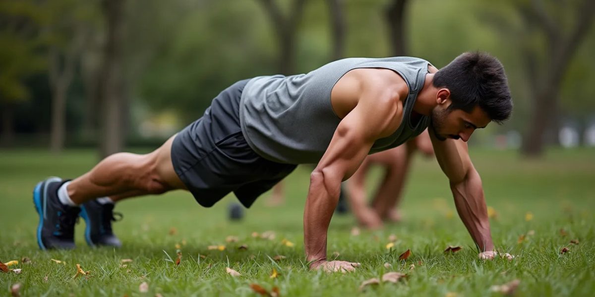 pompes en calisthenics : personne réalisant une pompe en calisthenics avec bonne posture