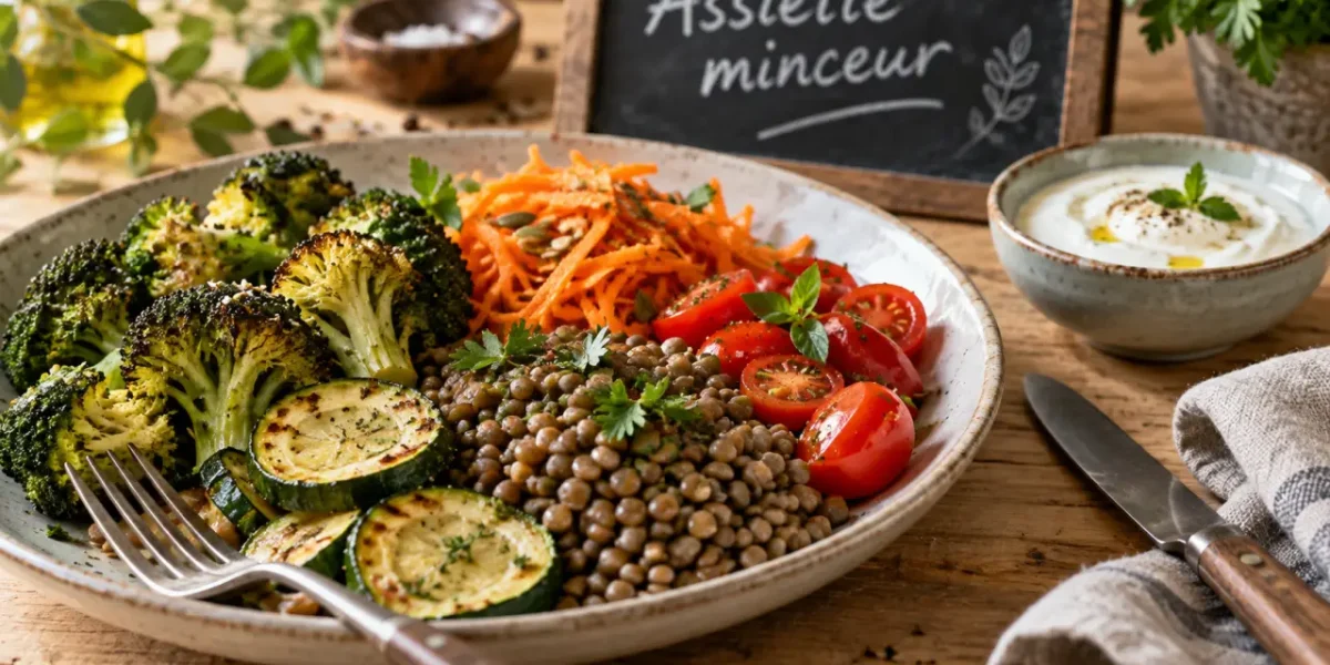 Les 20 aliments qui font maigrir : assiette minceur légumes et lentilles