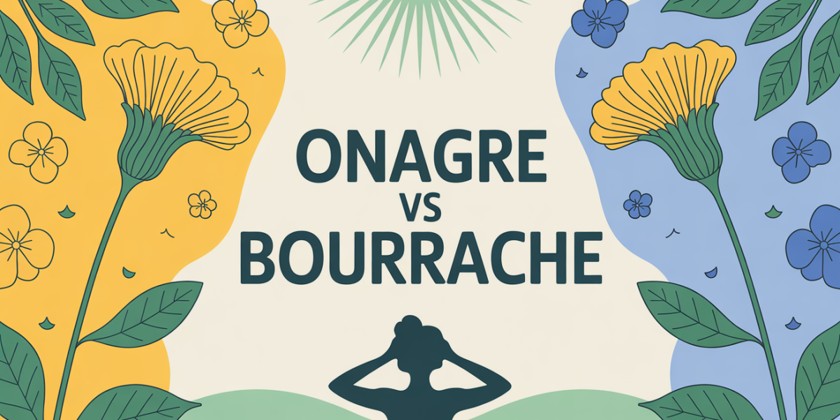 Visuel comparatif huiles d'onagre et bourrache pour bien-être peau femme