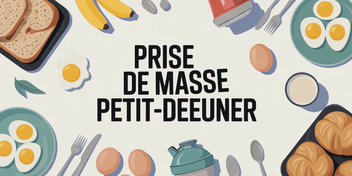 Table petit-déjeuner prise de masse avec flocons d'avoine, œufs et shaker protéines