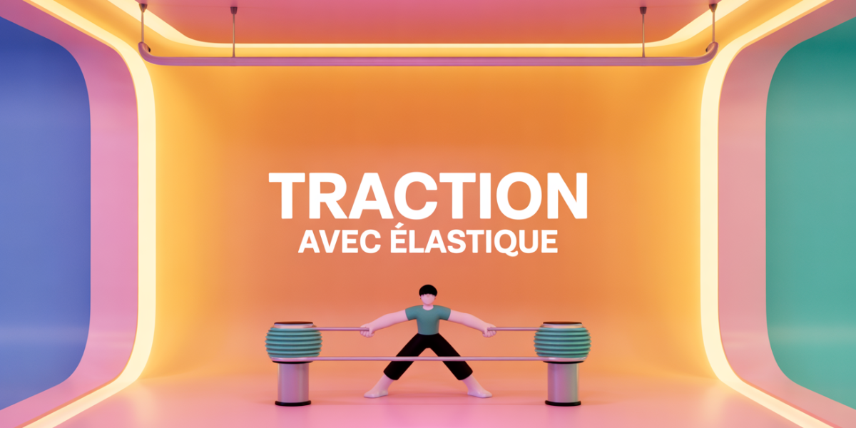 Personnage utilisant bande elastique sur barre traction lumineux